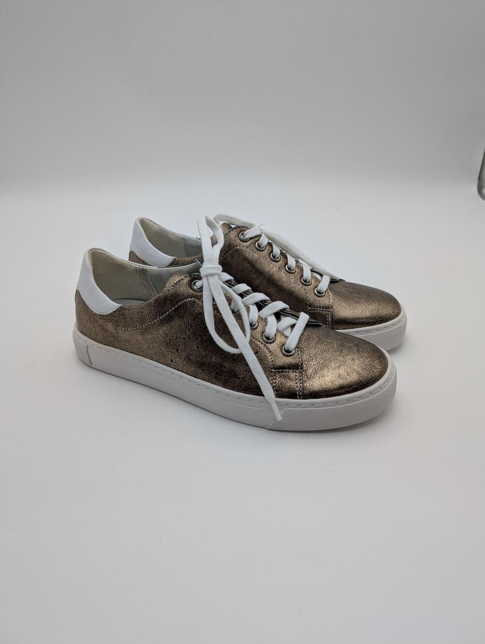 Romika Shoes Womens Size 6.5 Gold Leather Sneaker Comfort Casual Lace Up EU 37